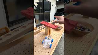 Transparent car  wooden wave course  soothing marble run constructionvehicle automobile [upl. by Nanine]