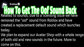 How To Get The OOF Sound Back In Roblox PCLAPTOP ONLY [upl. by Ottilie]