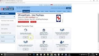 HDFC Bank की Internet Banking Site से Fund Transfer NEFT RTGS IMPS कैसे करे [upl. by Acemaj]