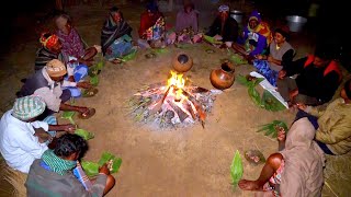 Winter night picnic with santali tribe people  Tribe famous food  village cooking vlog picnic [upl. by Berneta]