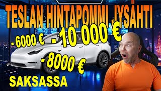 TESLAN HINNAT ROMAHTIVAT 6000  10 000 EUROA SAKSASSA [upl. by Wesle]