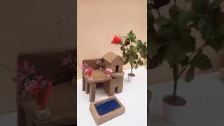 Mini clay house with swimming pool 🏊  clayhouse mudhouse craft [upl. by Ahseem]