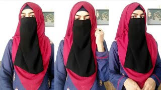 Instant Georgettechiffon Niqab Style  Full Coverage Hijab style  Eating Friendly Niqab Tutorial [upl. by Neitsirhc657]