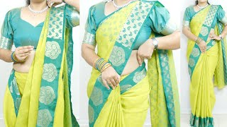 Beautiful Kanchipuram silk saree draping  very clear amp easy steps for silk saree [upl. by Nevag]