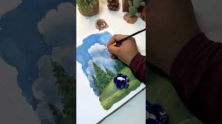 Watercolor landscape painting idea ✨🌲 watercolorpainting artshorts landscapepainting [upl. by Spense]