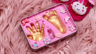 DIY Our baby’s Footprint and handprint with clay  DIY Baby Footprint 👣 kit [upl. by Ujawernalo82]