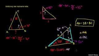 Ugotavljanje kotov v trikotniku  primeri [upl. by Schulman]