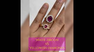 Natural White zircon not cubic zirconia vs natural yellowish diamond halo [upl. by Regina]