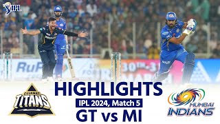 Mumbai vs Gujarat IPL 2024 Highlights GT vs MI Today Full Match Highlights  IPL 2024 Highlights [upl. by Gaylor505]