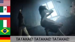 quotTATAKAEquot Mikasas Powers Awaken in 7 languages ● Attack On Titan [upl. by Aisenat]