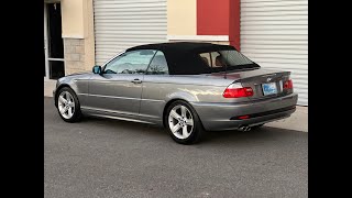 45k Mile Silver Gray Metallic over Gray 2004 BMW E46 325ci Convertible 5Speed Driving 01302024 [upl. by Yetty]