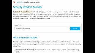 Security Headers Analyzer  Free SEO tool [upl. by Deaner365]