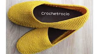 Zapato Básico Tejido a Crochet muy fácil segunda opción sin unir plantilla 32 calzadotejido [upl. by Rybma]