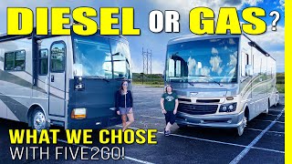 GAS VS DIESEL Motorhome Class A RVs Compared with Five2Go  RV Living [upl. by Evangelina]