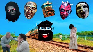 funny new horror train danger face video  train horror funny video  prank ghost funny  ghost [upl. by Bernie]