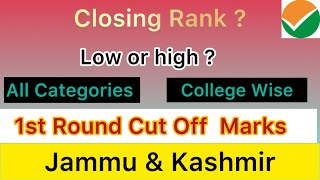 Jammu amp Kashmir State Quota 1st Round Cut Off College Wise category wisejammuandkashmir explore [upl. by Ylrac903]