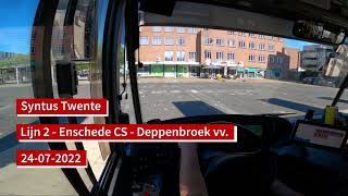 Syntus Twente  Lijn 2 Enschede CS  Deppenbroek vv  Dutch Bus driver POV [upl. by Aylat97]