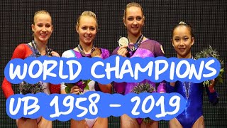 All Gymnastics World Champions on Uneven Bars 1958  2019 [upl. by Helms]