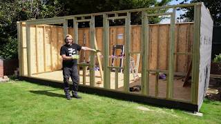 Garden Room  Part 9  Framing windows front wall [upl. by Temirf]