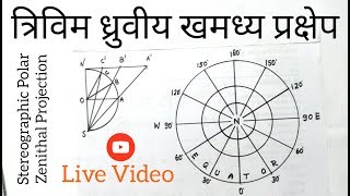 त्रिविम ध्रुवीय खमध्य प्रक्षेप  Stereographic Polar Zenithal Projection [upl. by Seditsira174]