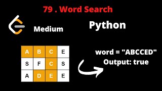 LEETCODE 79 WORD SEARCH PYTHON  DFS [upl. by Emmer]