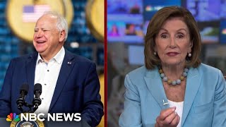 Nancy Pelosi reacts to HarrisWalz ticket ‘Two candidates with vision with values’ [upl. by Dami]