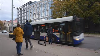 Latvia Riga bus 3 ride from Centrālā stacija to 13 janvāra iela [upl. by Childers]