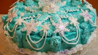 DIY FROZEN Elsa Cake Torte Tutorial Schneeflocke mit Buttercreme Frosting [upl. by Terencio]