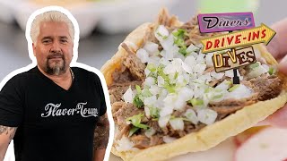 Guy Fieri Eats at Tacos y Birria La Unica in LA  Diners DriveIns and Dives  Food Network [upl. by Loftus]