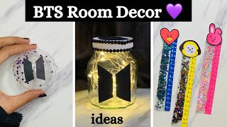 BTS Room Decor ideas 💜✨  how to make bts light  how to make bts stationery  save money at home [upl. by Senecal69]