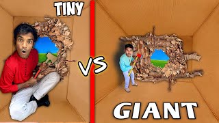 Tiny vs Giant 100 Layers Cardboard Box Challenge TRAPPED INSIDE CHALLENGE [upl. by Hagerman]