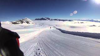 Glacier 3000  Gstaad Switzerland Sking  long run off tbar summit [upl. by Aihsik367]