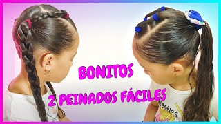 2 peinados fáciles y lindos para niñas  cute hairstyles for kid [upl. by Darken715]