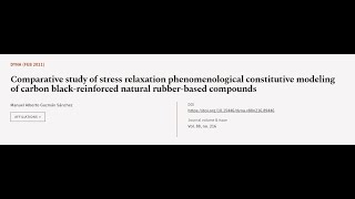 Comparative study of stress relaxation phenomenological constitutive modeling of carb  RTCLTV [upl. by Maffa]