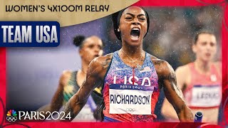 ShaCarri Richardson runs a SCORCHING anchor leg to clinch 4x100m gold for USA  Paris Olympics [upl. by Ettenoj530]