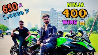 Kawasaki Ninja 650 vs Ninja 400 Drag Race  Ninja 400 top speed sure WIN  Shocking result 😨 [upl. by Einhpets395]