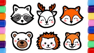 Colorea ANIMALES del BOSQUE kawaii 🌳🌈🦝 Dibujos para niños [upl. by Aydan]