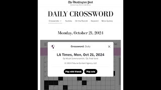 The Washington Post  LA Times Crossword 21102024 [upl. by Hannibal]