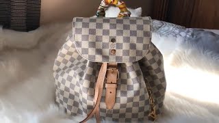 Louis Vuitton Sperone Damier Azur Backpack  Review amp WIMB [upl. by Fitzger]