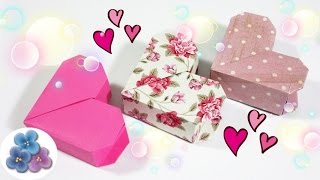 Origami Heart Box Valentines Day Heart box  Paper Heart and Gift box Mathie [upl. by Euqinommod]