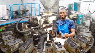 How Black Men’s Slippers Are Made  StepbyStep Manufacturing Process [upl. by Anuait429]