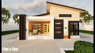 Simple Small House design  Beautiful Small house with Skillion Roof  2 Bedrooms  13m x 13m [upl. by Zeiger403]