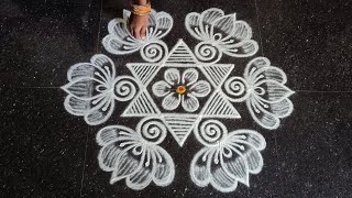 Panguni madham special lotus padi kolam  53 easy star kolam  Pandaga muggulu  Rangoli kolangal [upl. by Trillbee]