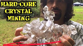 Digging Herkimer Diamond Quartz Crystals  Hardcore Mining  Treasure Hunting [upl. by Etteve]