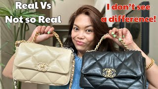 Chanel Lambskin Real vs Fake Chanel 19 Bag  Key Details Revealed [upl. by Searle]