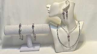 Jewelry Smycken ملوانكا اكسسوارات AJDY صنع سيت قلادة من لون بتفسجي💐Nr450 [upl. by Asillim]