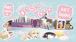 Artist Desk Tour  Art Supplies  Alcohol Markers Acrylic Watercolor  Art Books amp Manhwa Manga [upl. by Lux]