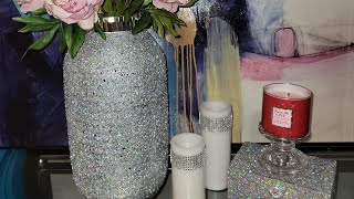 Glam DIY Crushed Glass Vase with Mirrors amp Storage Boxmy first tutorial [upl. by Hoskinson]