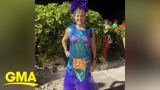 This 55yearold marathon runner turns heads with fun costumes [upl. by Eiliah468]