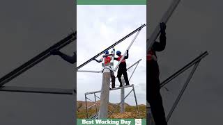 Best working day 2139 Transmission line support installation process [upl. by Bowlds]